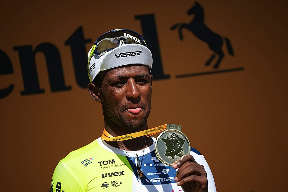 | Photo: AP/Daniel Cole : Twelfth Stage winner Eritrea's Biniam Girmay